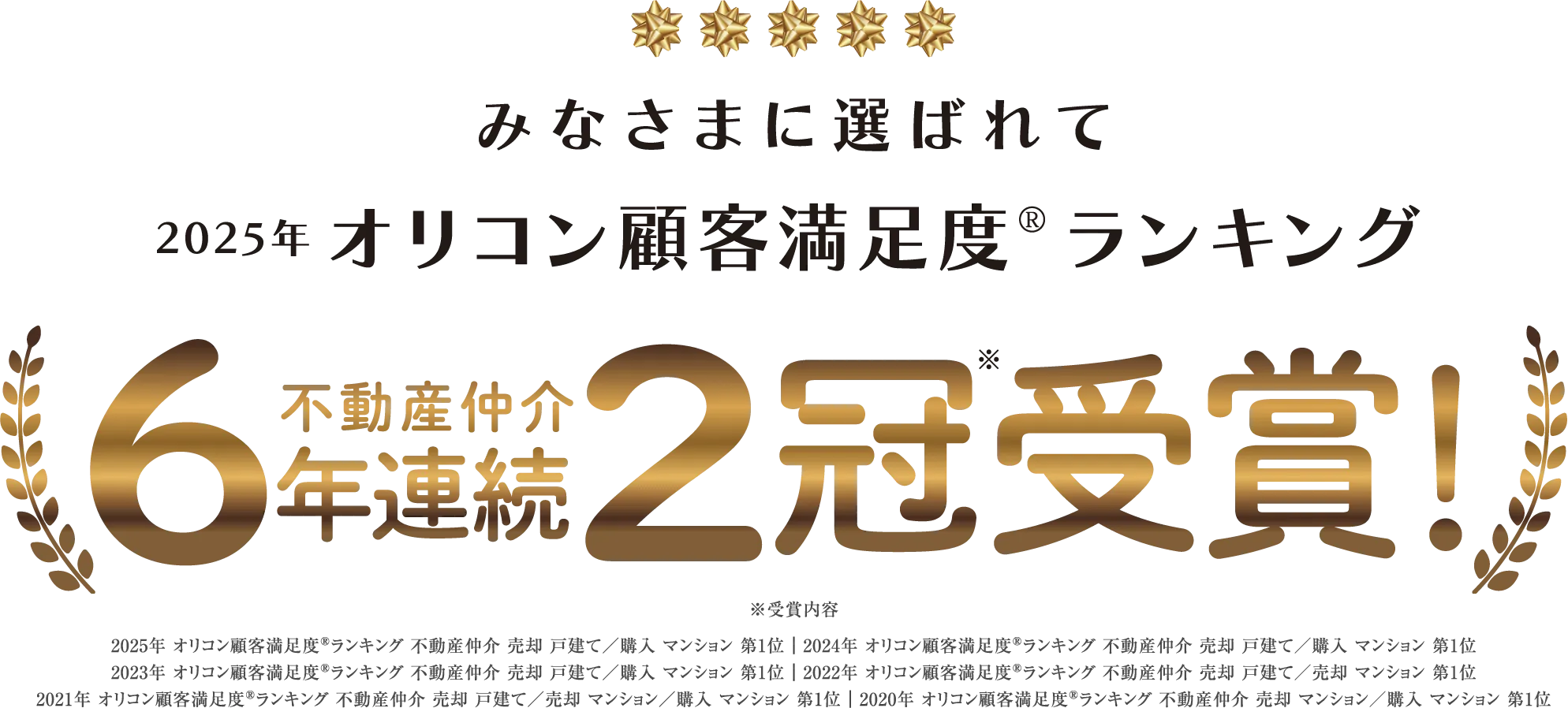 みなさまに選ばれて2025年オリコン顧客満足度ランキング6年連続2冠受賞！