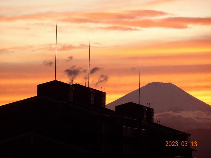 夕方にはご覧の富士山を見ることができます。(天候による)
