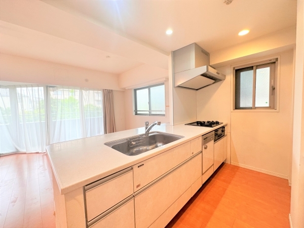 窓があり換気の可能なキッチンは、家族団らんな姿を望めるオープンタイプ