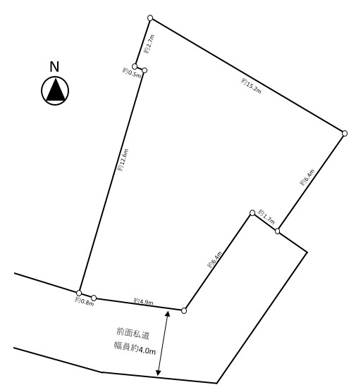 土地面積:121.35平米、南側道路に接道しております。
