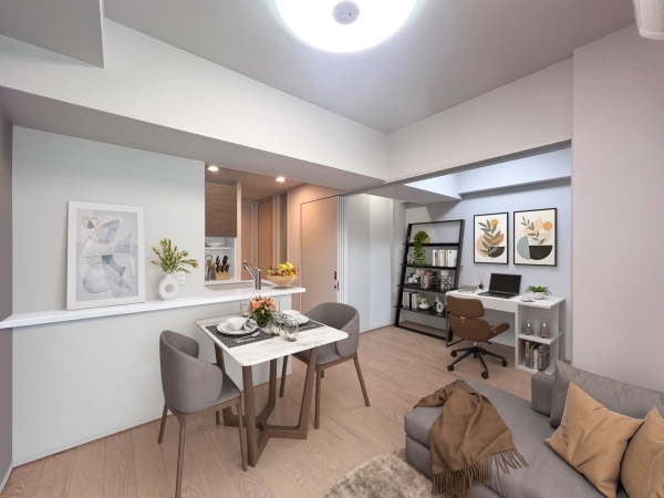 LDKと洋室１。（CGで作成したリフォーム・家具設置イメージです。）