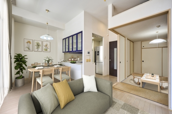 約15.3帖のLDK(CGで作成したリフォーム・家具設置イメージです)