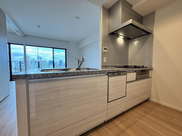 リビングを向いたキッチンです