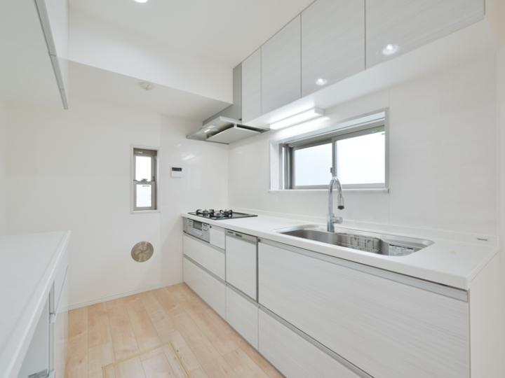 食洗器付き、人口大理石カウンタートップのキッチン