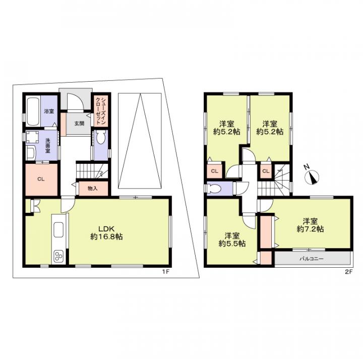 建物価格１，６１０万円（消費税込）建物：１階50.22平米　２階46.57平米　合計96.79平米