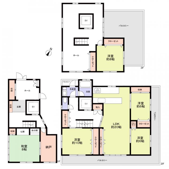東側建物間取り　鉄骨造３階建